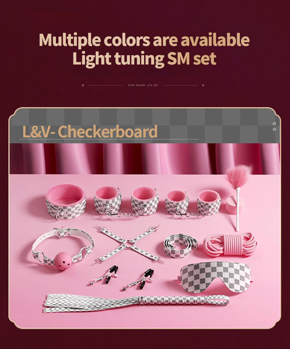 Bdsm Bondage Set Restraint Adult Game Handcuff Neck Collar Wrist Mouth Gag Strap Fetish SM Sex Toys for Woman Couples Product