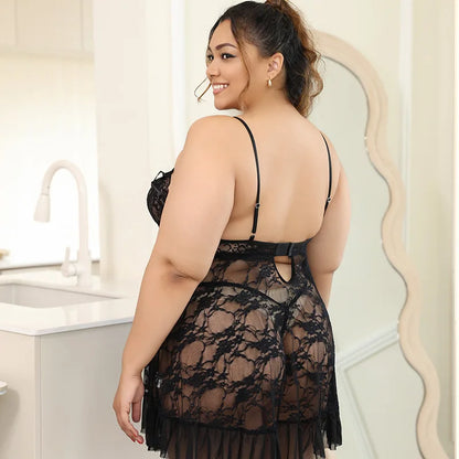 2025 Sexy Lingerie Lace Halter Sexy Nightdress Plus Size Women Lingerie Ladies Nightdress Home Suit 2 Pieces Set Women'S Pajama