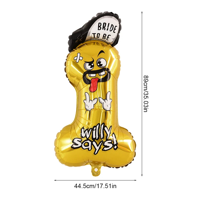 Funny Penis Foil Balloon Big Willy Shape Inflatable Ballons Bachelorette Party Bride To Be Decor Globos Hen Night Party Supplies