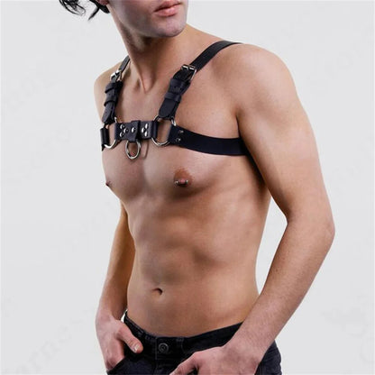 Harness Für Männer Gay BDSM Pu Leder Verstellbare Nieten Dekor BDSM Kleidung Fetisch Kleidung Erotisches Kostüm Bondage Dessous
