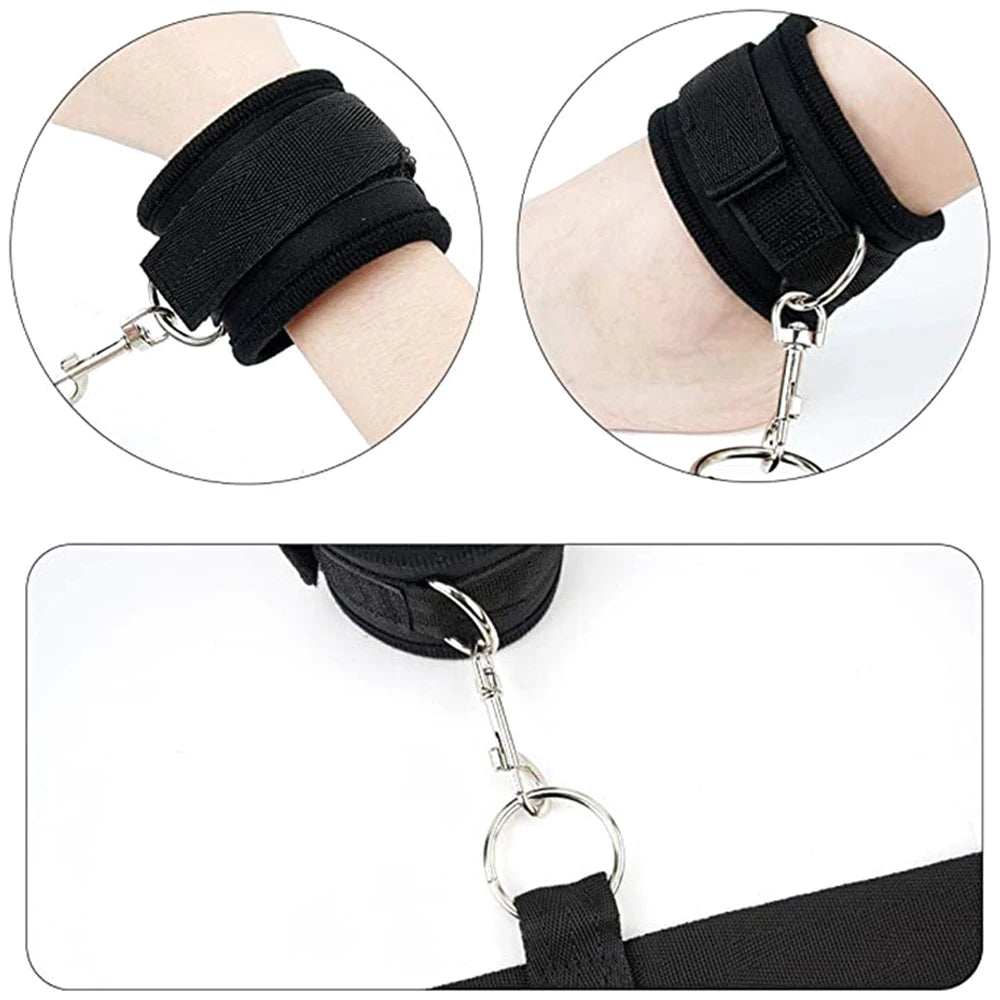 BDSM Adult SM Sex Restraint Handcuffs Slave Tools Bdsm Sexy Wrist To Ankle Cuffs Open Leg Hand Toys Bondage For Couples 18+