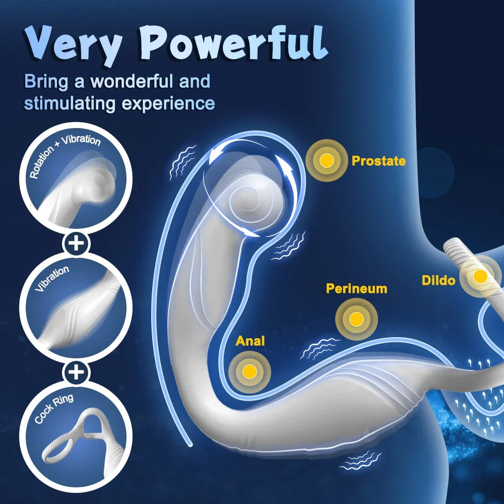 Juguetes sexuales masculinos, vibrador giratorio para hombres, masajeador de próstata, anillo doble para el pene, anillos para el pene, tapón anal vibrador, juguete anal para hombres.