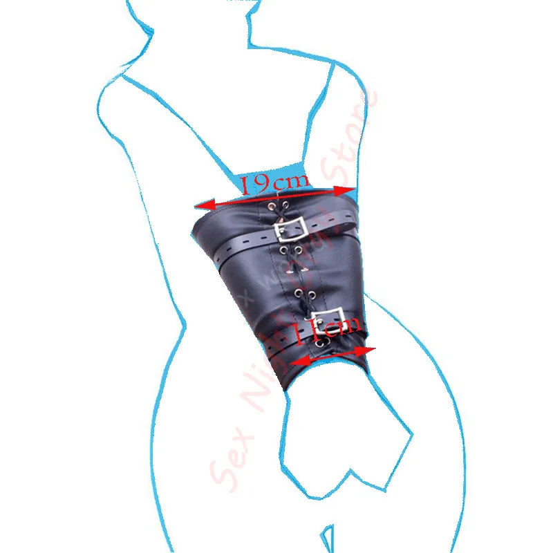 BDSM Sex Bondage Arm Binder, Detrás de la espalda, Camisa de fuerza, SM Leather Arm Binder Restraint, Guante de esclavo con cerradura y correa de hombro