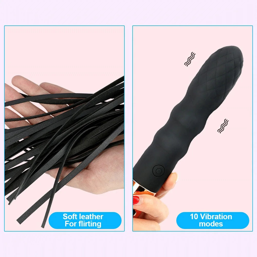 Juguetes BDSM, látigo esclavo, vibrador, estimulador de clítoris, azotes, bondage, juguetes sexuales extremos, coqueteo, adultos, para mujeres, parejas, juego