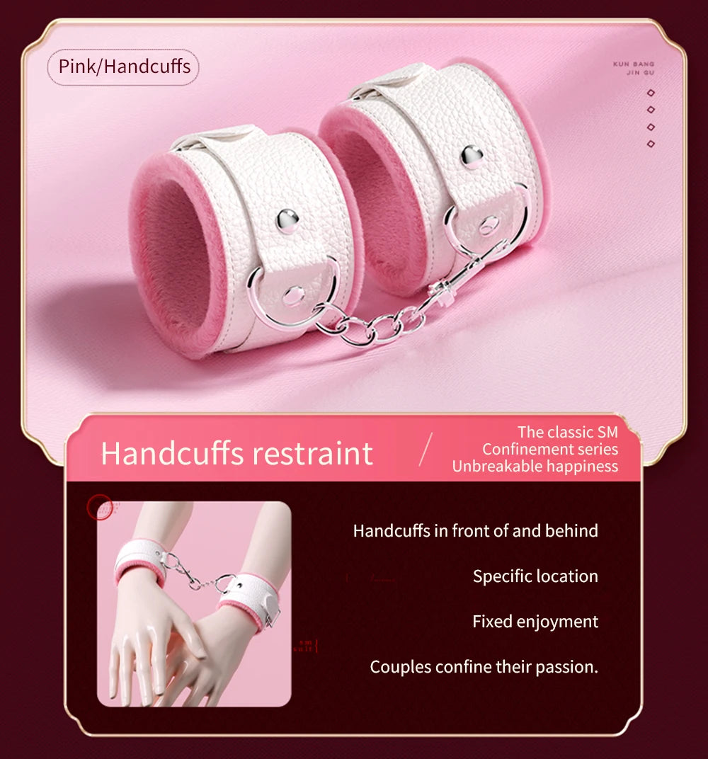 Bdsm Bondage Set Restraint Adult Game Handcuff Neck Collar Wrist Mouth Gag Strap Fetish SM Sex Toys for Woman Couples Product