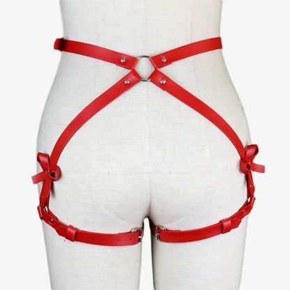 Arnés gótico BDSM de cuero sintético para glúteos y ligas, conjunto de lencería sexy para mujer, arnés de piernas para bondage corporal BDSM, conjuntos eróticos fetiche