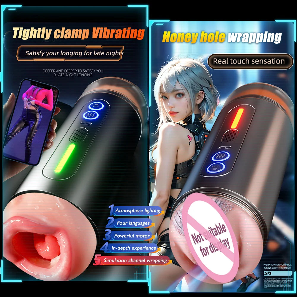 Spielzeug für Erwachsene, männlicher Masturbator, Taschenvagina, Pussy, vaginale Penetration, Prostata-Massagegerät, intelligentes Sprach-Sexspielzeug für Männer
