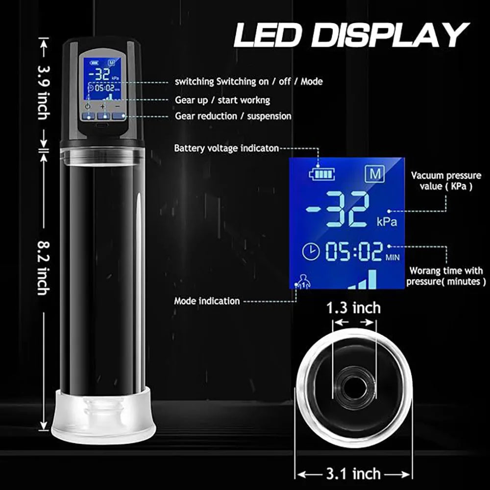 Sex Toys For Men 6 Powerful Sucking Modes LCD Display Electric Vacuum Penis Enlargement Extend Training Pump For Men