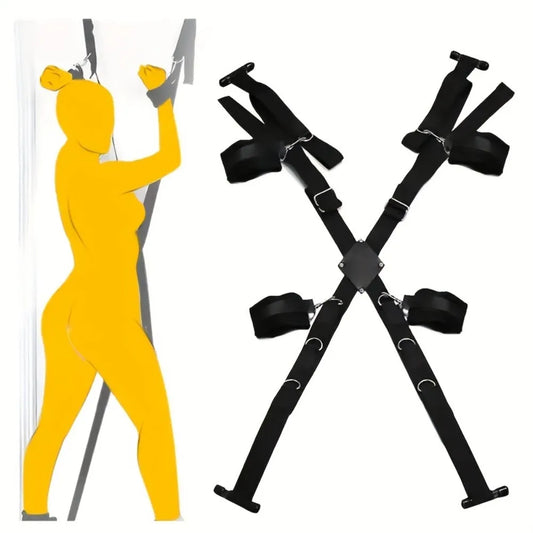 Columpio sexual BDSM ajustable para puerta, con correas ajustables, para colgar en la puerta, esposas, ataduras para muñecas y tobillos, juguetes sexuales.