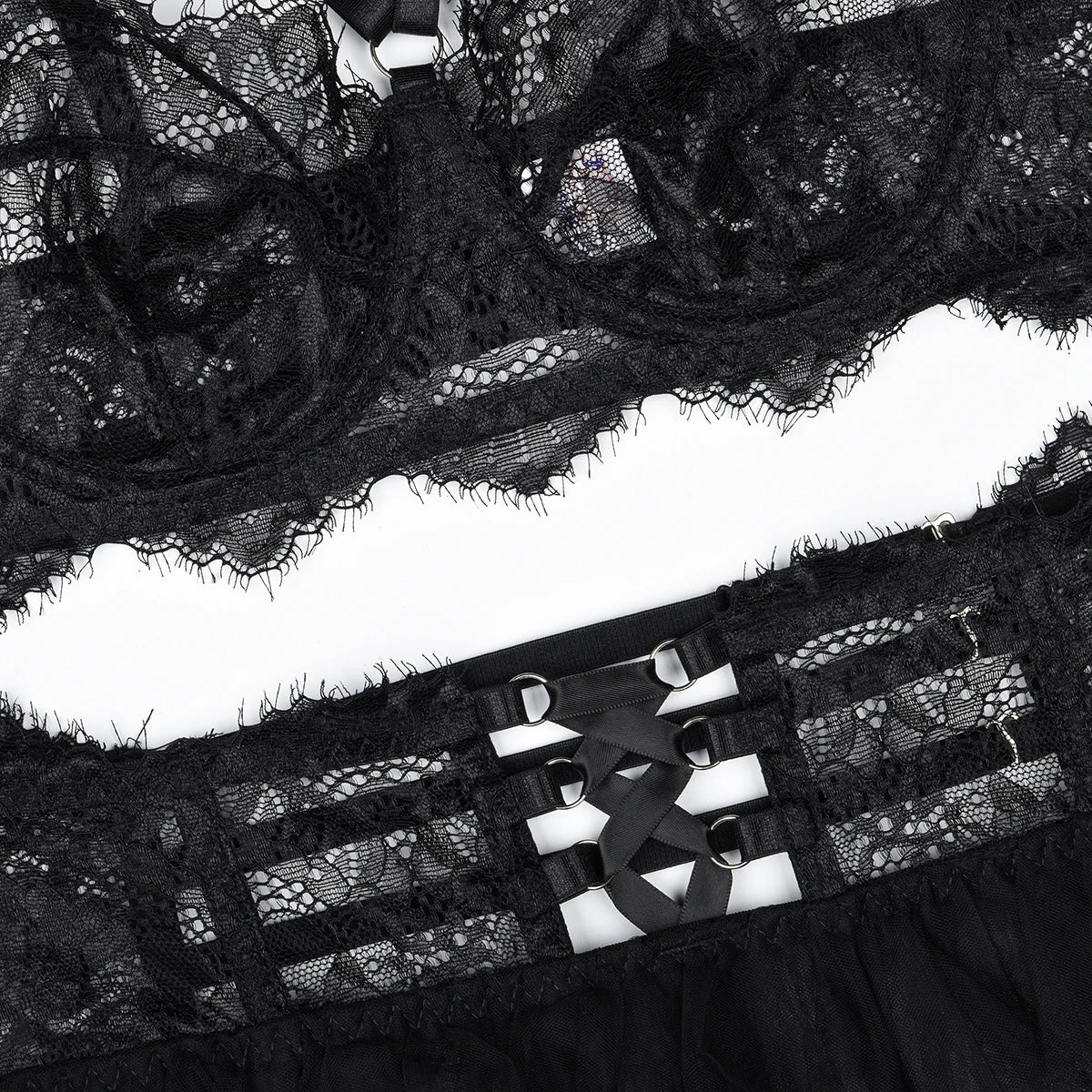 MUZISKAT 2024 - Lencería erótica cómoda de malla transparente con bordado de encaje hueco para Onlyfans