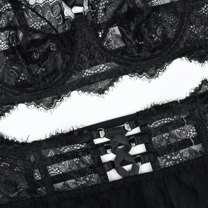 MUZISKAT 2024 - Lencería erótica cómoda de malla transparente con bordado de encaje hueco para Onlyfans