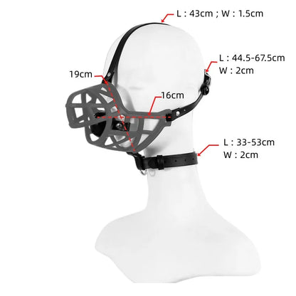 Máscara facial de malla hueca BDSM con mordaza de bola de boca abierta para juegos de adultos, ataduras de bondage, juguetes sexuales para cosplay
