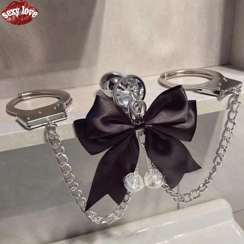 BDsm Fun Bow Palace Bell Anal Plug Alternative Training Breast Clip Traction Stimulating Toy Adult Adult  Sexy Toys for Men