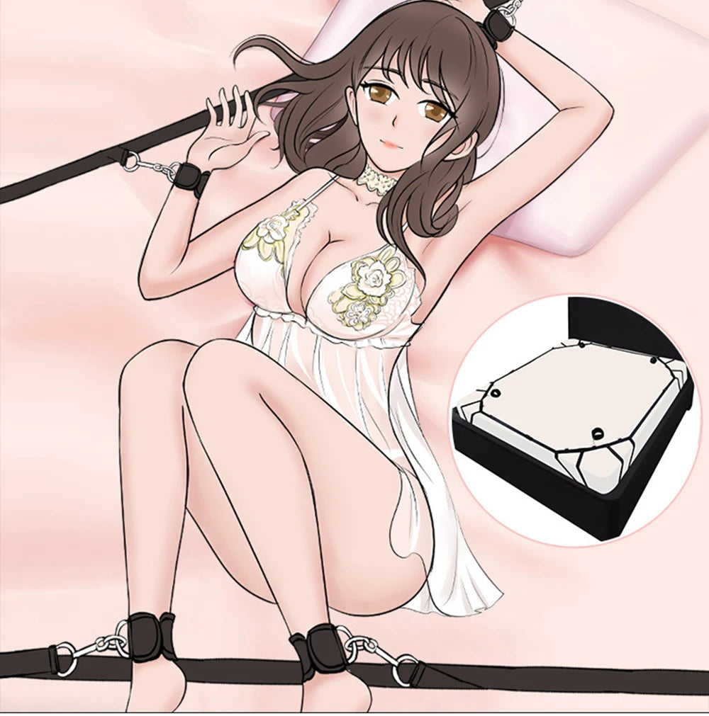 BDSM Bettfesseln Sex Handschellen Fußfesseln SM Sklave Sadistisches Sex-Set Paar Erwachsene Sex-Spielzeug-Set 18+ Erwachsene Sexspielzeug