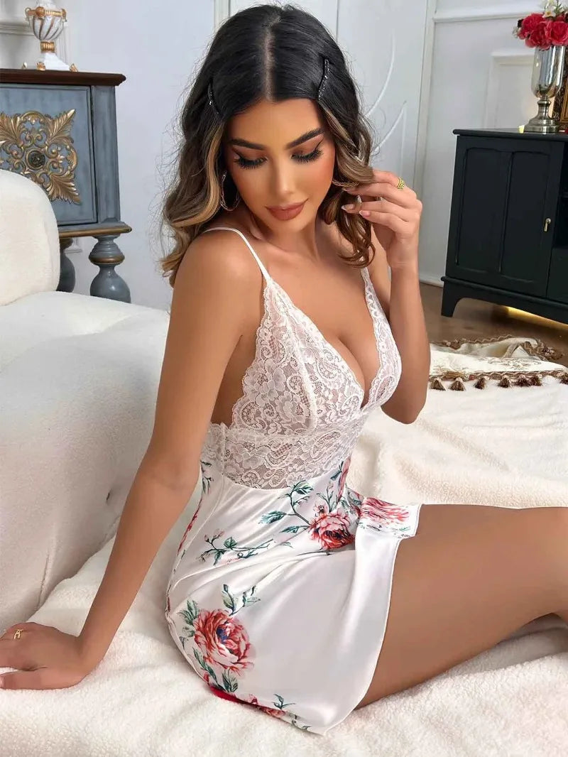 Spitze Transparent Schlafkleid Nachthemd Damen Nachtwäsche Sexy Frauen Unterwäsche Erotische Dessous