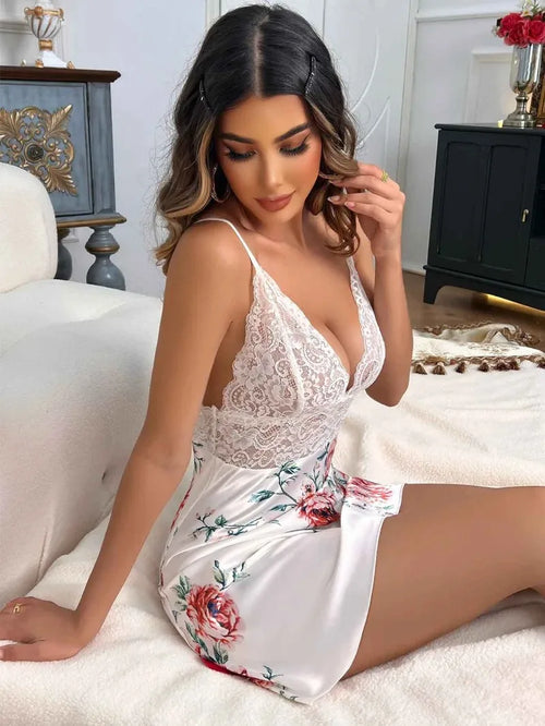 Spitze Transparent Schlafkleid Nachthemd Damen Nachtwäsche Sexy Frauen Unterwäsche Erotische Dessous