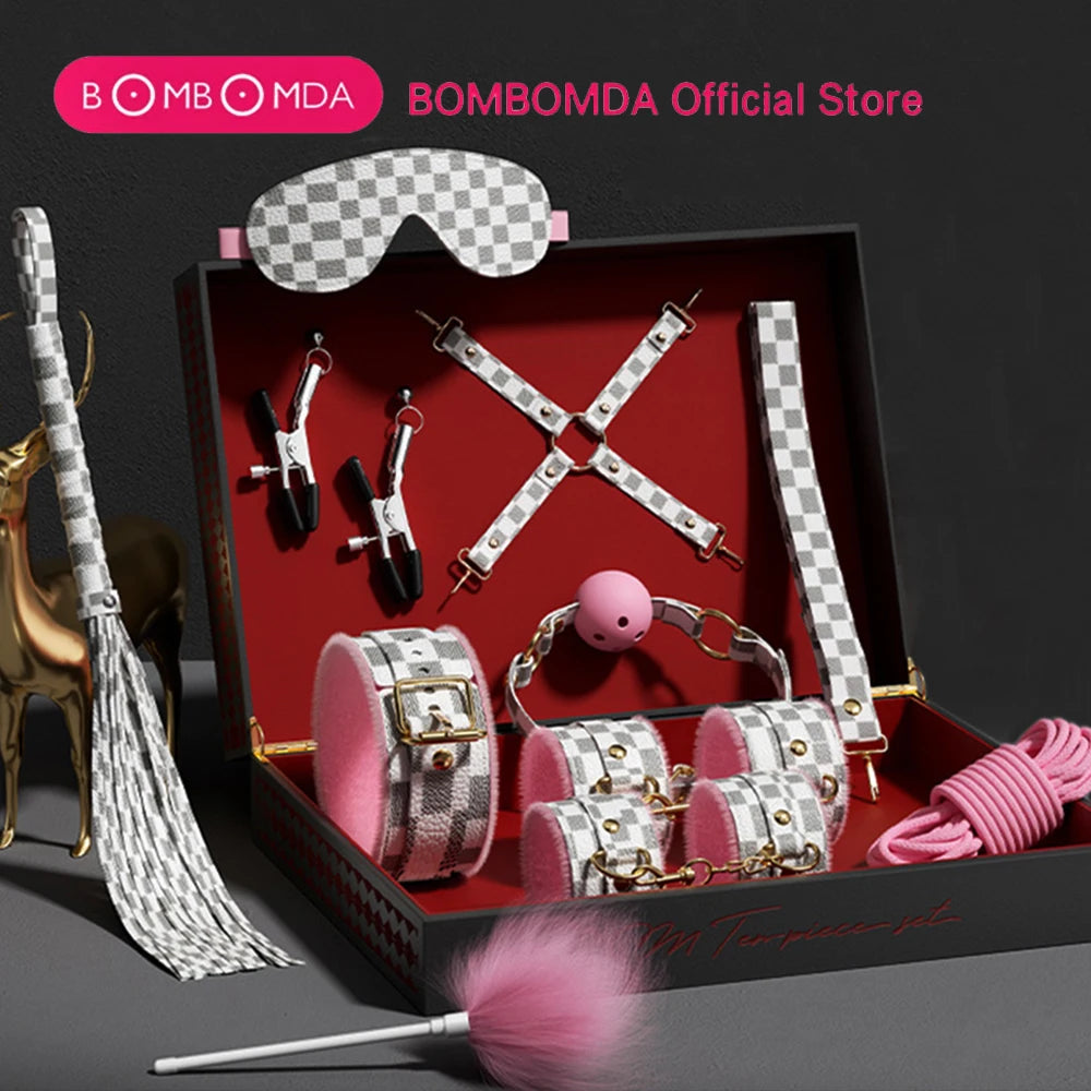 Bdsm Bondage Set Restraint Adult Game Handcuff Neck Collar Wrist Mouth Gag Strap Fetish SM Sex Toys for Woman Couples Product