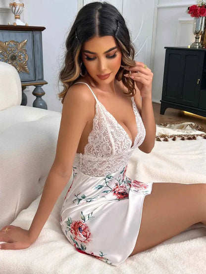 Spitze Transparent Schlafkleid Nachthemd Damen Nachtwäsche Sexy Frauen Unterwäsche Erotische Dessous