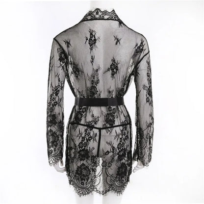 Erotic Underwear Open Crotch Open Bra Lingerie Hollow Deep V Nightdress Sexy Costume Lace Porn Underwear Set