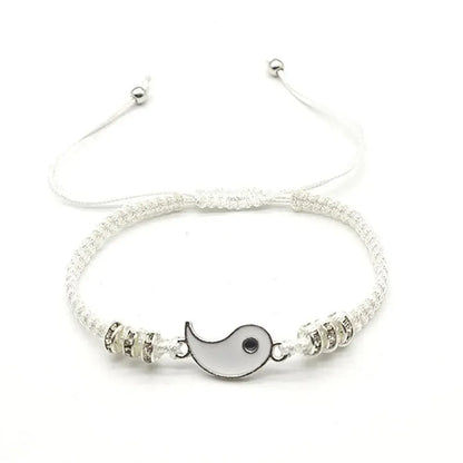 Conjunto de 2 joyas para pareja, pulsera de Tai Chi en blanco y negro, cadena ajustable, estilo sencillo, joyería de uso diario.