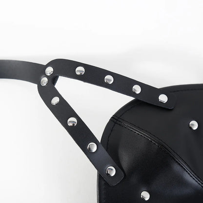Máscara de cuero con capucha para SM, arnés de bondage BDSM, mordaza, máscara con bola, mordaza para la boca, fetiche erótico, restricción de esclavos, juguetes sexuales para parejas.