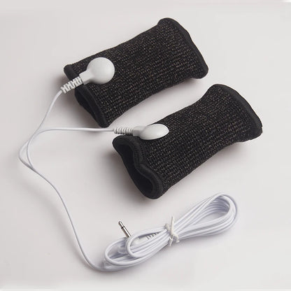 Funda de pene con fibra conductora para electrochoque BDSM, anillos para escroto, estimulación eléctrica, terapia de pene, productos sexuales masculinos para agrandar el pene.