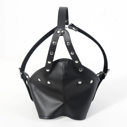 Máscara de cuero con capucha para SM, arnés de bondage BDSM, mordaza, máscara con bola, mordaza para la boca, fetiche erótico, restricción de esclavos, juguetes sexuales para parejas.