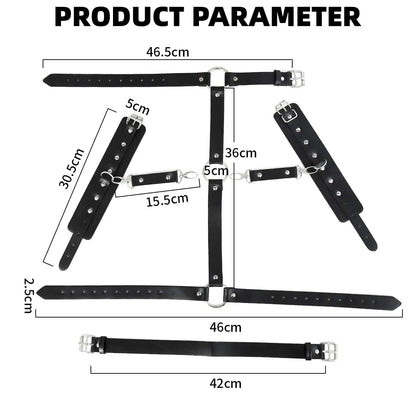 BDSM Bondage Fesseln Handschellen Sexspielzeug Hals bis Handgelenk hinter dem Rücken Verstellbarer Handschellengürtel PU-Leder für SM-Spiele für Erwachsene