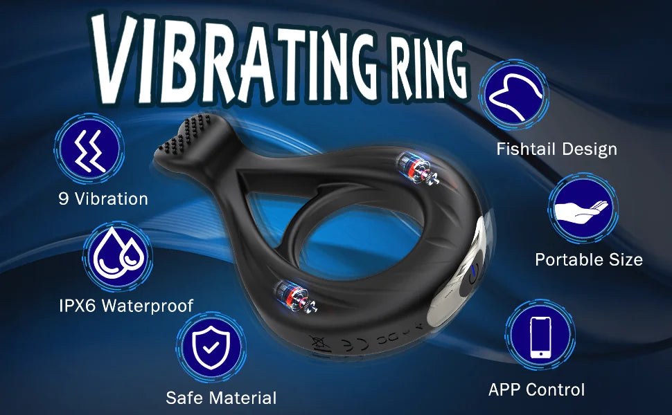 Erotic Toys Penis Ring Adult Sex Toys Vibrating Semen Cock Ring for Men Couple Ejaculation Delay Massage Vibrator Sex Toys