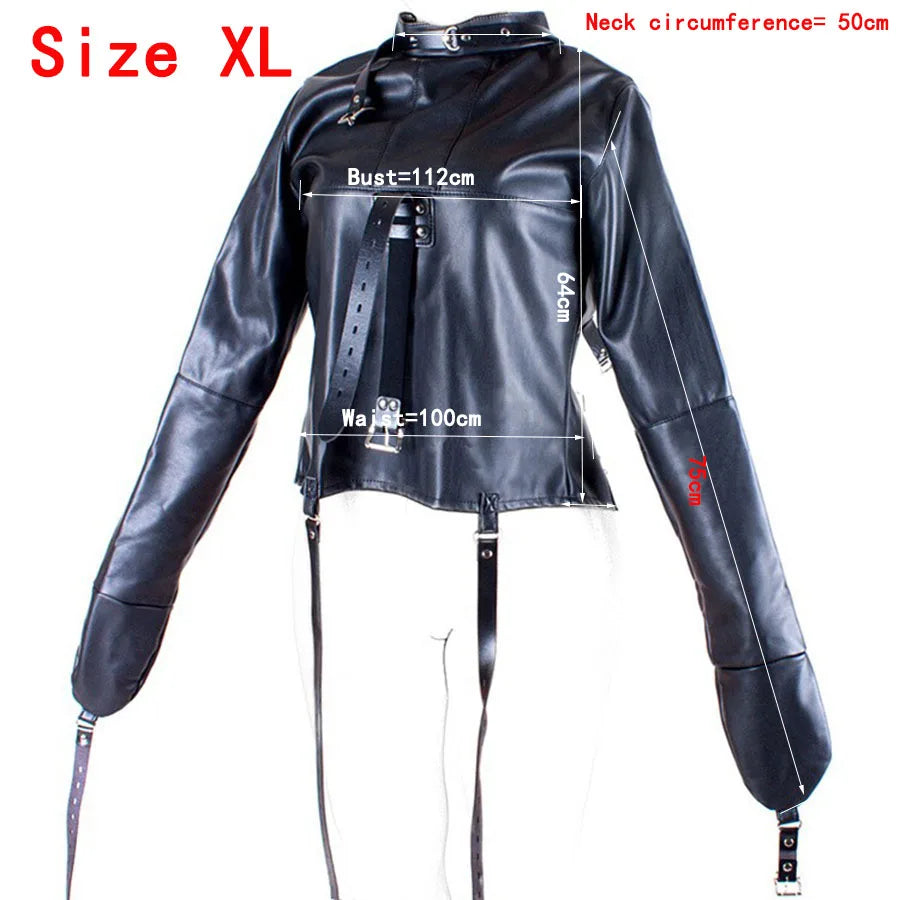 BDSM Leather Armbinder Restraint Straitjacket Sex Toy,Straight Jacket Bondage Adjustable Belt,Slave Cosplay Women's Sexy Costume