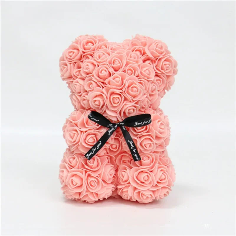 Oso de espuma artificial de 25 cm, rosa, regalo romántico y creativo para San Valentín, Día de la Madre, aniversario y boda.