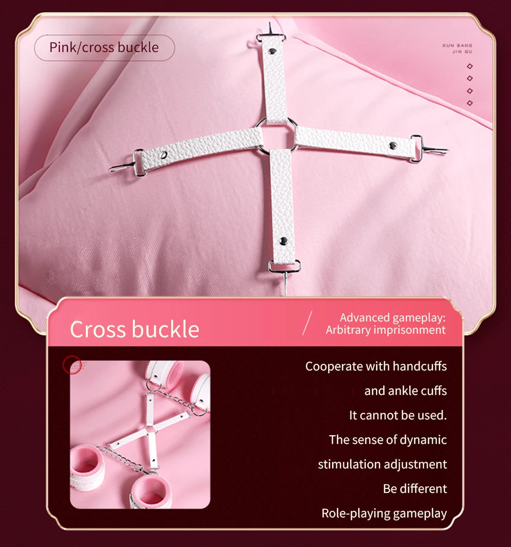 Bdsm Bondage Set Restraint Adult Game Handcuff Neck Collar Wrist Mouth Gag Strap Fetish SM Sex Toys for Woman Couples Product