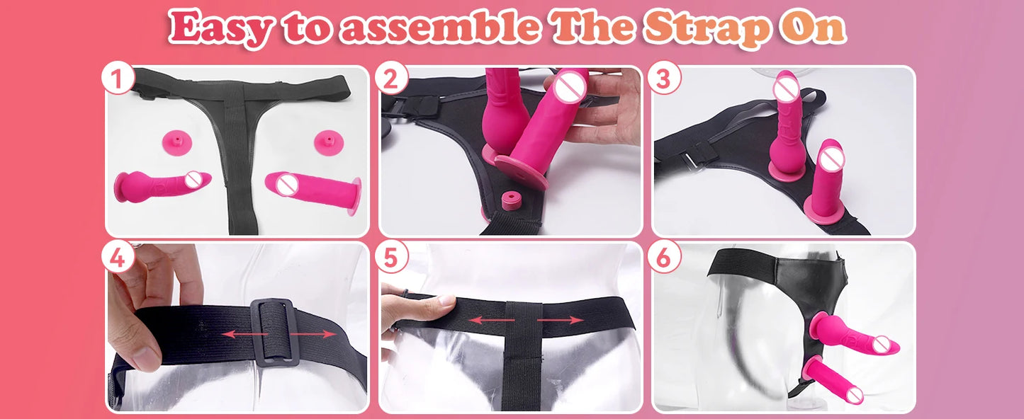 Doppelter Strapon-Dildo, doppelte Penetration, Penis mit Gürtel, Sexgeschirr mit doppeltem Penis für Erwachsene, Sexy You für Frauen, Lesben
