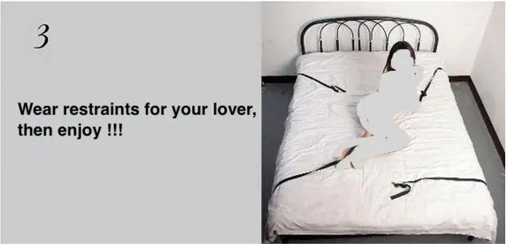 BDSM Bondage Restraint Set for Couples – Adjustable Handcuffs & Ankle Cuffs with Bed Straps,Soft SM Cuffs for Erotic Adult Games