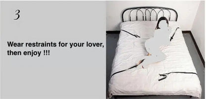 BDSM Bondage Restraint Set for Couples – Adjustable Handcuffs & Ankle Cuffs with Bed Straps,Soft SM Cuffs for Erotic Adult Games