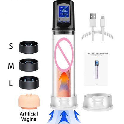 Sex Toys For Men 6 Powerful Sucking Modes LCD Display Electric Vacuum Penis Enlargement Extend Training Pump For Men