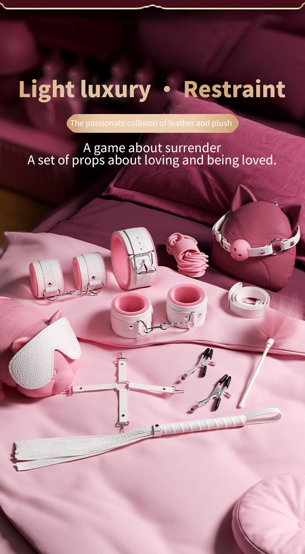 Bdsm Bondage Set Restraint Adult Game Handcuff Neck Collar Wrist Mouth Gag Strap Fetish SM Sex Toys for Woman Couples Product