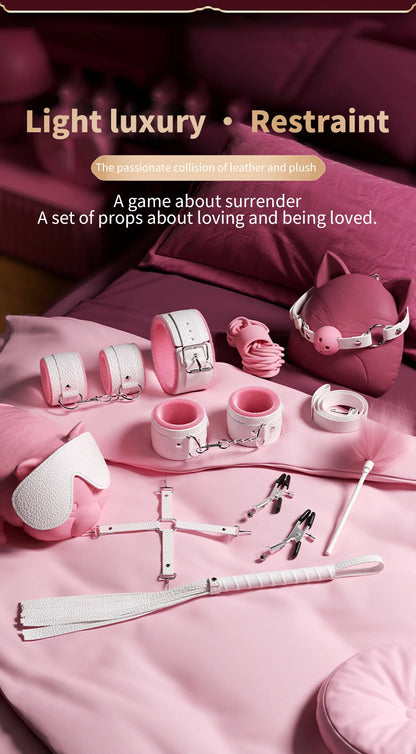 Bdsm Bondage Set Restraint Adult Game Handcuff Neck Collar Wrist Mouth Gag Strap Fetish SM Sex Toys for Woman Couples Product