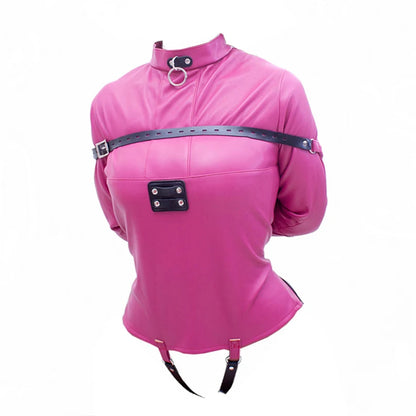 BDSM Leather Armbinder Restraint Straitjacket Sex Toy,Straight Jacket Bondage Adjustable Belt,Slave Cosplay Women's Sexy Costume