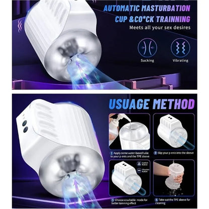 Juguetes sexuales para hombres Masturbación masculina vagina realista, patrón giratorio de estimulación del pene máquina de sexo oral juguetes sexuales para adultos