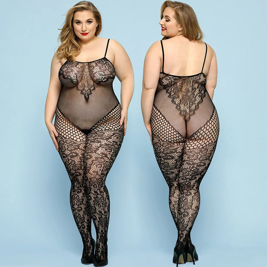 Sexy Lingerie Women Body Underwear Plus Size Halter Bodysuit Open Crotch Bodystocking Nightwear Erotic Lingerie Porno Costumes
