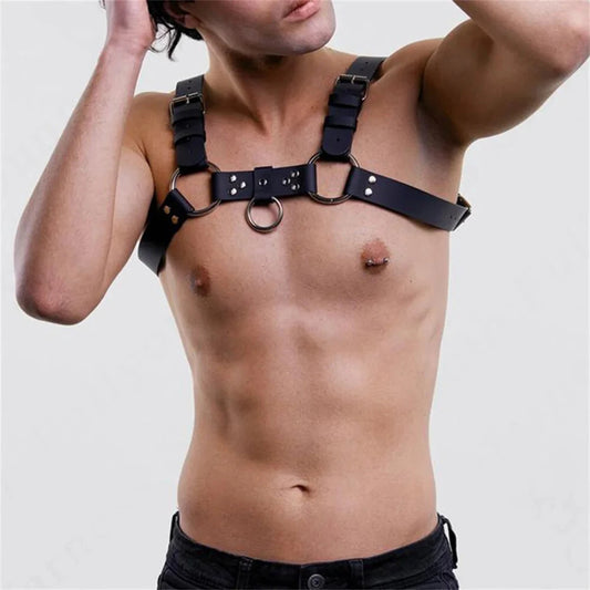 Harness For Men Gay BDSM Pu Leather Adjustable Studded Decor BDSM Clothing Fetish Clothing Erotic Costume Bondage Lingerie