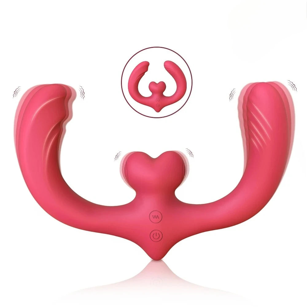 Consolador vibrador de doble punta para punto G, para mujeres y parejas lesbianas, 7 modos, sin tirantes, con control remoto, ideal para adultos.