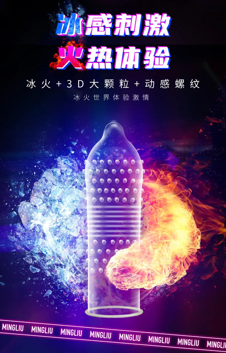 24 Stück Passion Kondome Ice Fire Feeling Penishüllen Ultradünne, dauerhafte Kondome Empfängnisverhütung Erotikartikel für Paare Sexshop