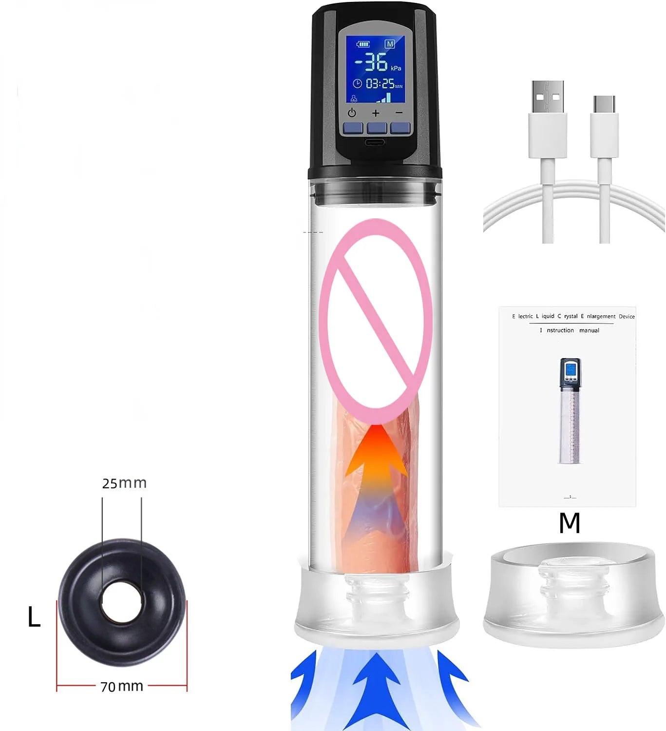 Sex Toys For Men 6 Powerful Sucking Modes LCD Display Electric Vacuum Penis Enlargement Extend Training Pump For Men