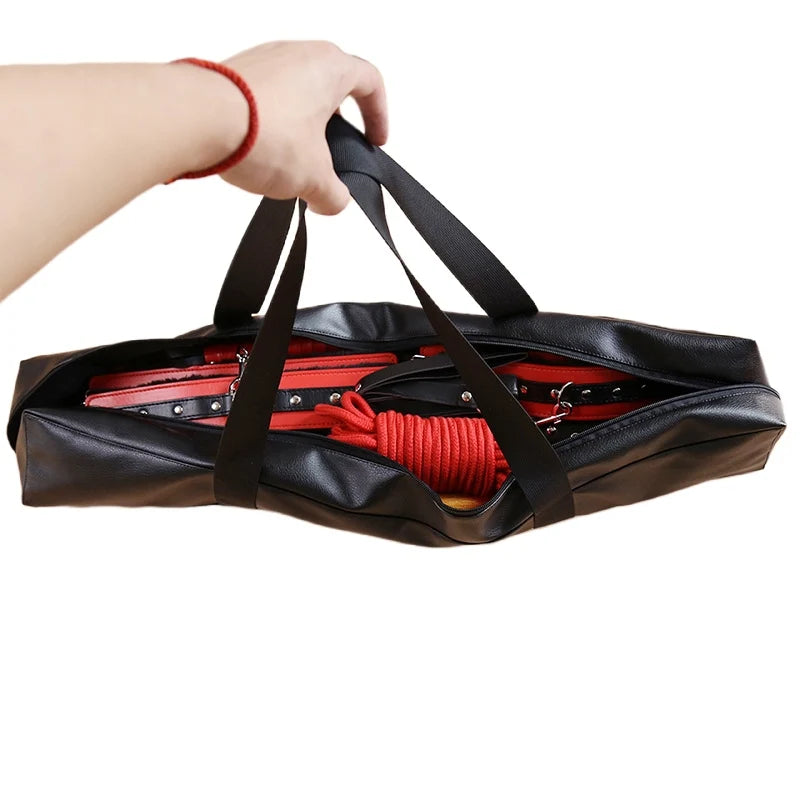 Bdsm Bondage Bag for Sex Toys Leather Handbags Storage Handbag for Sex Whip Mouth Gag Large Capacity Bag SM Bondage Sex shop