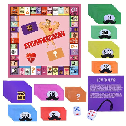 Adultopoly-Brettspiel für Paare, für Sexspielzeug, Date Night, Paarspiel, Kartenbrettspiel, Requisiten für 1 Set, Sexspielbrett für Erwachsene