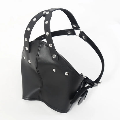 Máscara de cuero con capucha para SM, arnés de bondage BDSM, mordaza, máscara con bola, mordaza para la boca, fetiche erótico, restricción de esclavos, juguetes sexuales para parejas.
