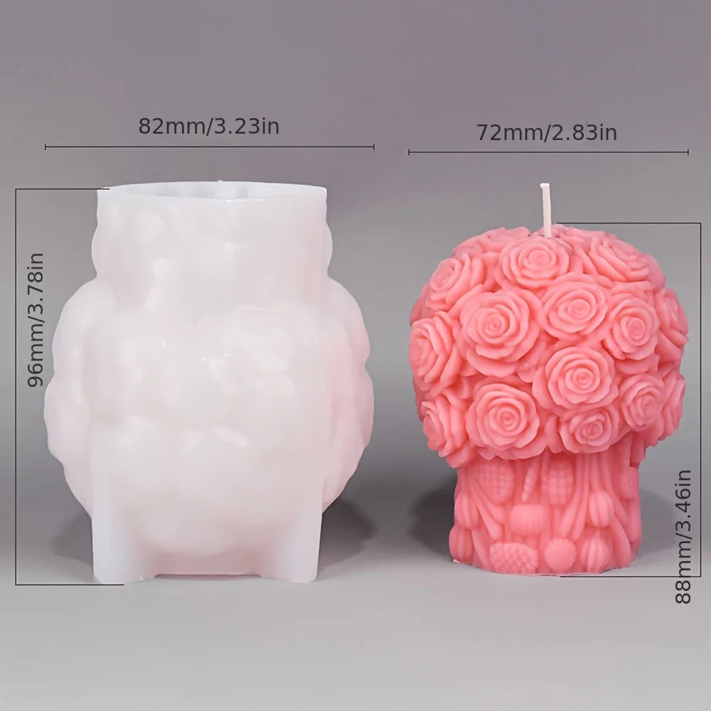 Molde de silicona para jabón de peonía de ratán con forma de columna de flores de rosas románticas para decoración de cenas a la luz de las velas de chocolate para San Valentín