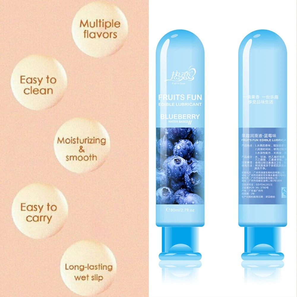 Lubricante con sabor a fruta para sex shop, lubricante vaginal, lubricante a base de agua, lubricante anal gay, lubricante sexual de 80 ml, juguetes sexuales para adultos.